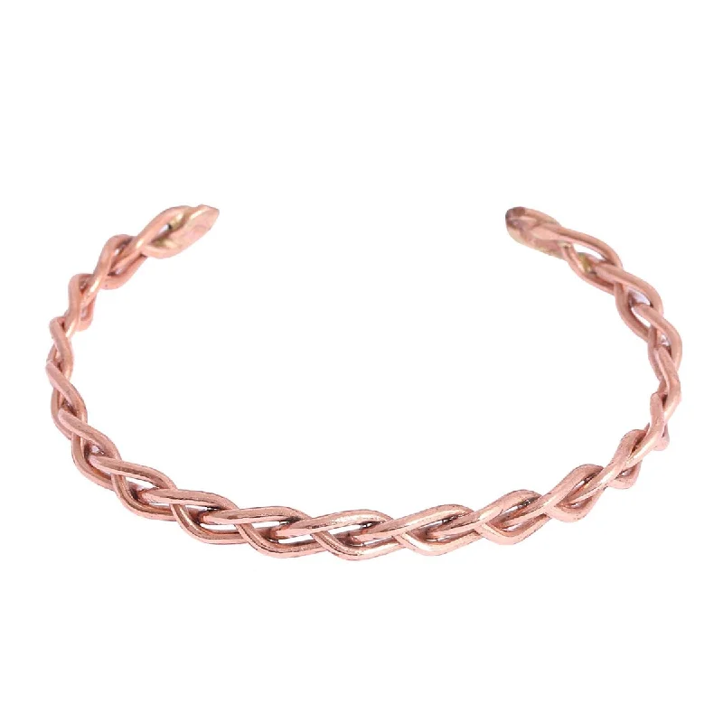 Sleek design bangles-NOVICA Brilliant Braid, Copper cuff bracelet