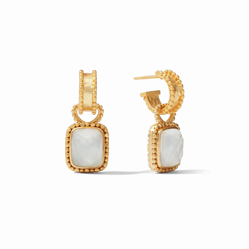 Thick bar earrings-Julie Vos | Marbella Gold Hoop Earrings & Charm in Iridescent Clear