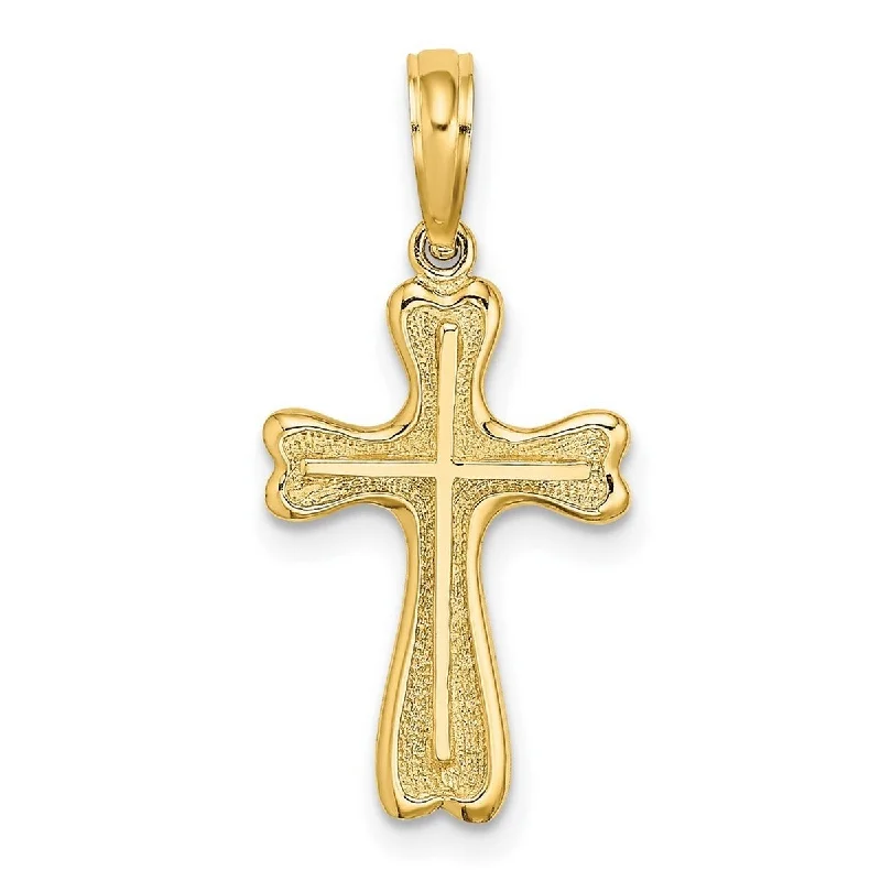 Thick collar necklaces-Curata 14k Yellow Gold Large Intricate Fleur de Lis Heart Cross Necklace 36mm x 43mm