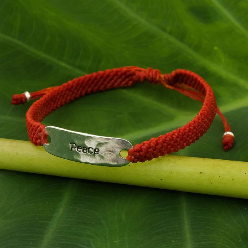 Tiny star bangles-Handmade Peace in Scarlet Sterling Silver Bracelet (Thailand)