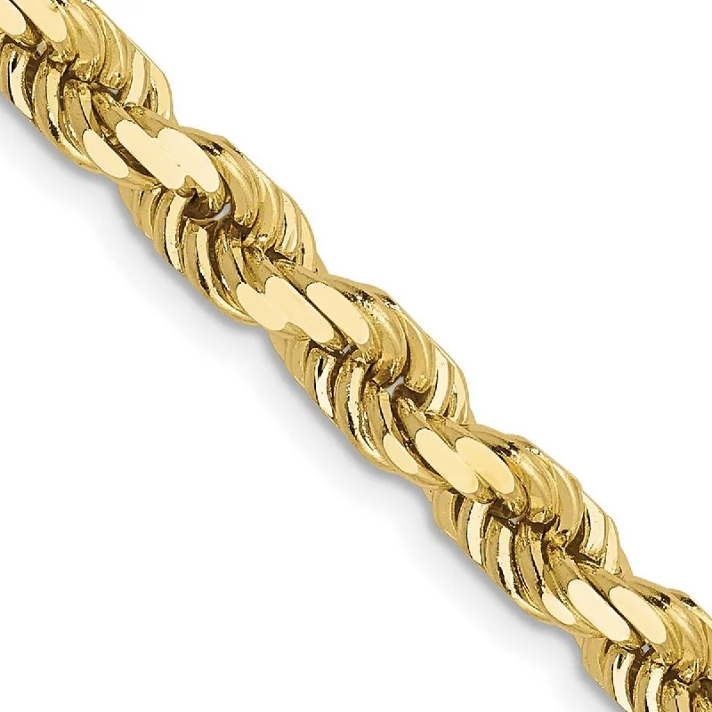 Glossy link bangles-Curata 10k Yellow Gold 8" 5mm Sparkle Cut Rope Chain Bracelet 8 Inch