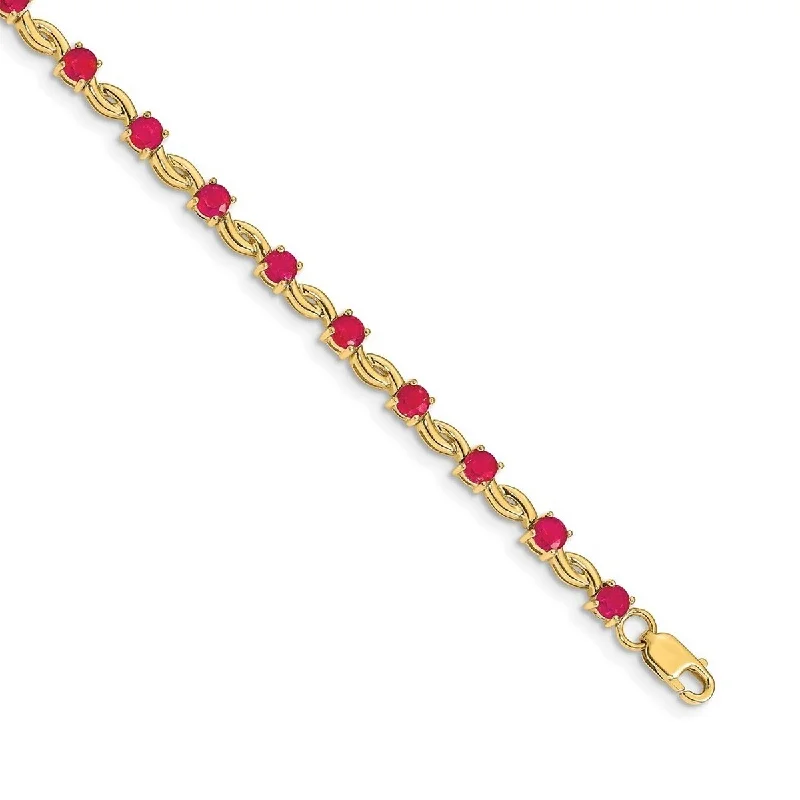 Light clay bangles-Curata 14k Composite Ruby Round Bracelet