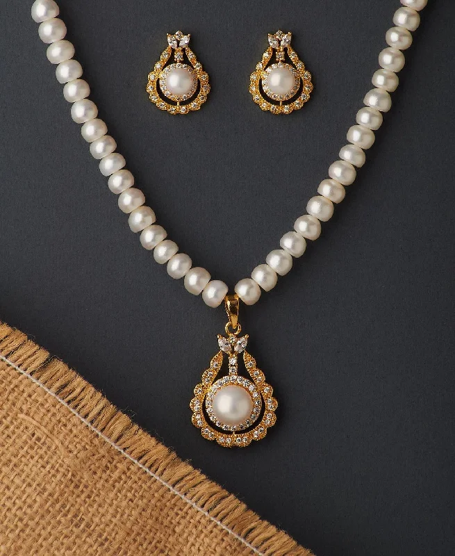 Thick collar necklaces-Elegant Real Pearl Necklace Set