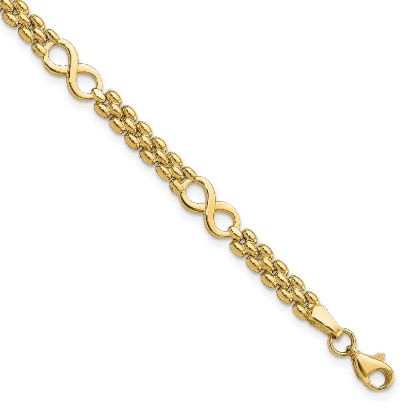 Gem stack bangles-Curata 14k Gold Polished Infinity and Fancy Link Bracelet 7.5 Inch