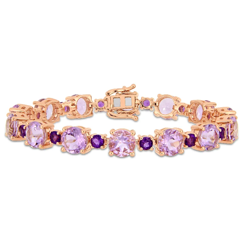 Mystic eye bangles-Miadora Rose Plated Sterling Silver Rose de France African-Amethyst Bracelet