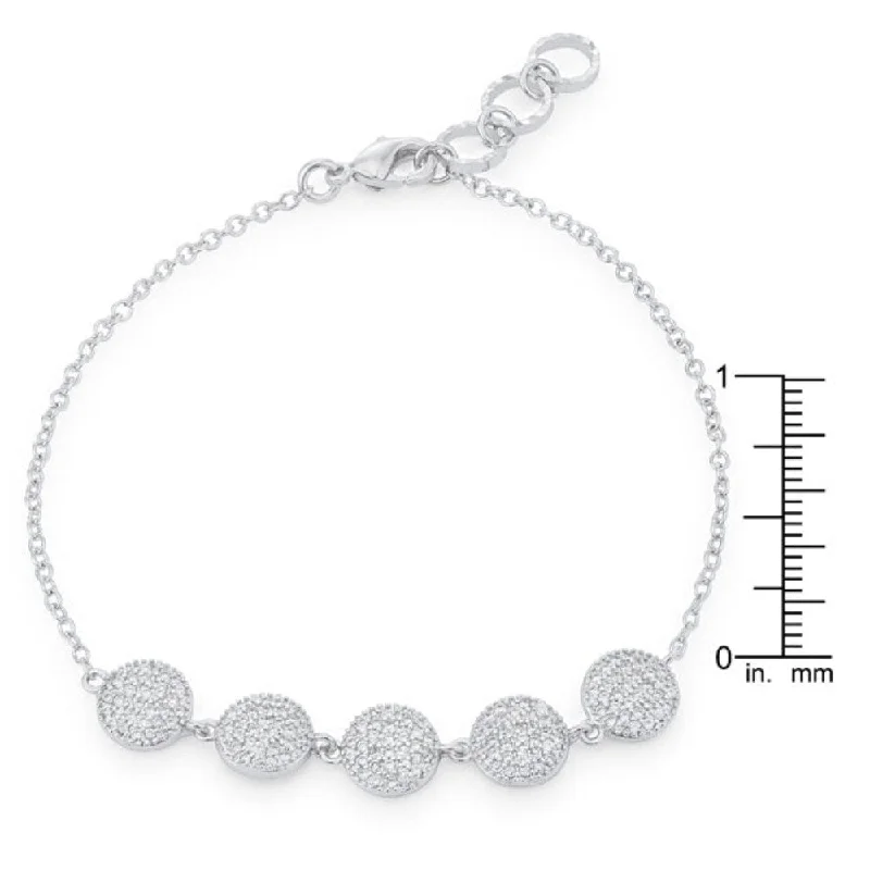 Silk tassel bangles-Stunning 0.8Ct Pave Disc Bracelet Sparkling Cz Women's Bracelet - 7" Chain + .5" Extender