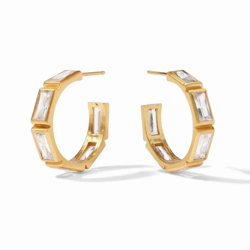 Vintage clip earrings-Julie Vos | Antonia Medium Hoop Earrings with CZ Crystals in Gold