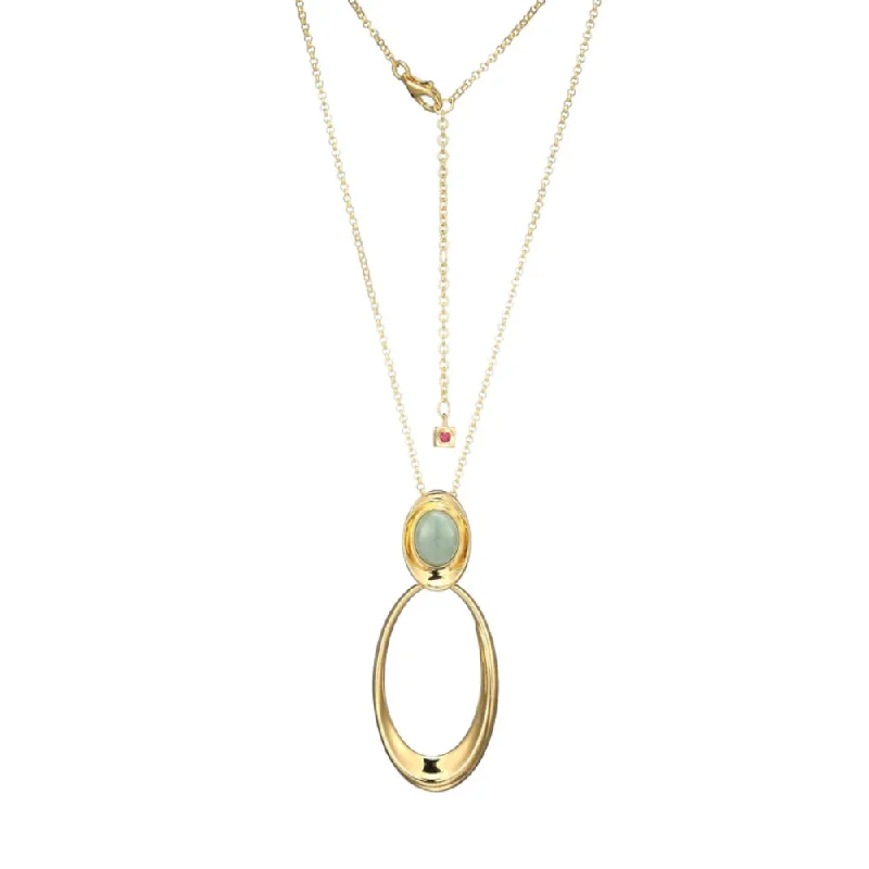 Worn style necklaces-Elle Swirl Collection Jade Stone Pendant Necklace