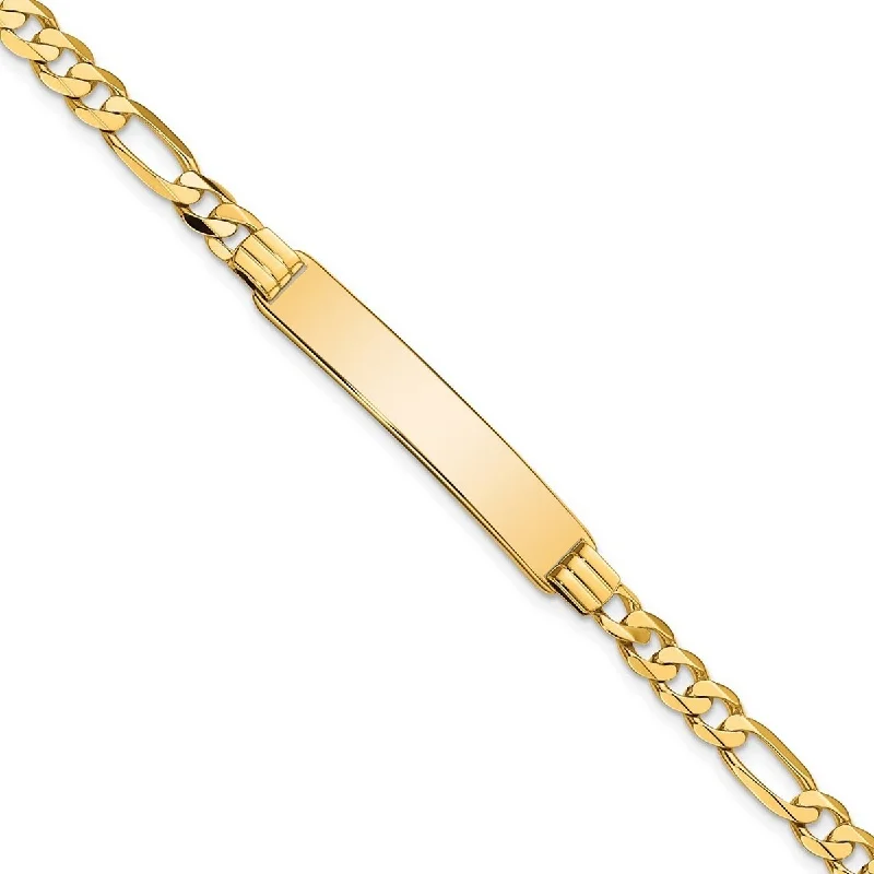 Rustic lock bangles-Curata 10k Yellow Gold 6.6mm Engravable Figaro Link ID Bracelet