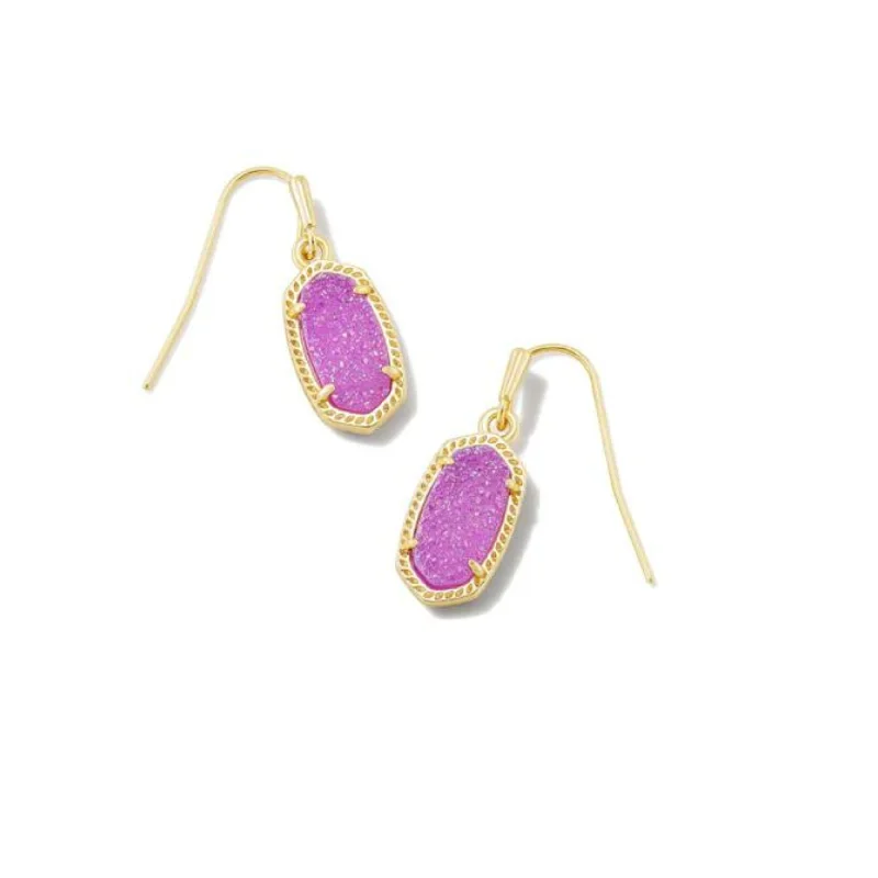 Ripple drop earrings-Kendra Scott | Lee Gold Drop Earrings in Mulberry Drusy