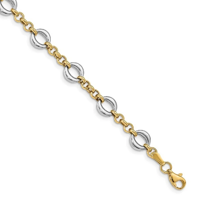 Loop charm bangles-Curata 7.75mm 14k Two tone Gold Polished Fancy Link Bracelet 7.5 Inch