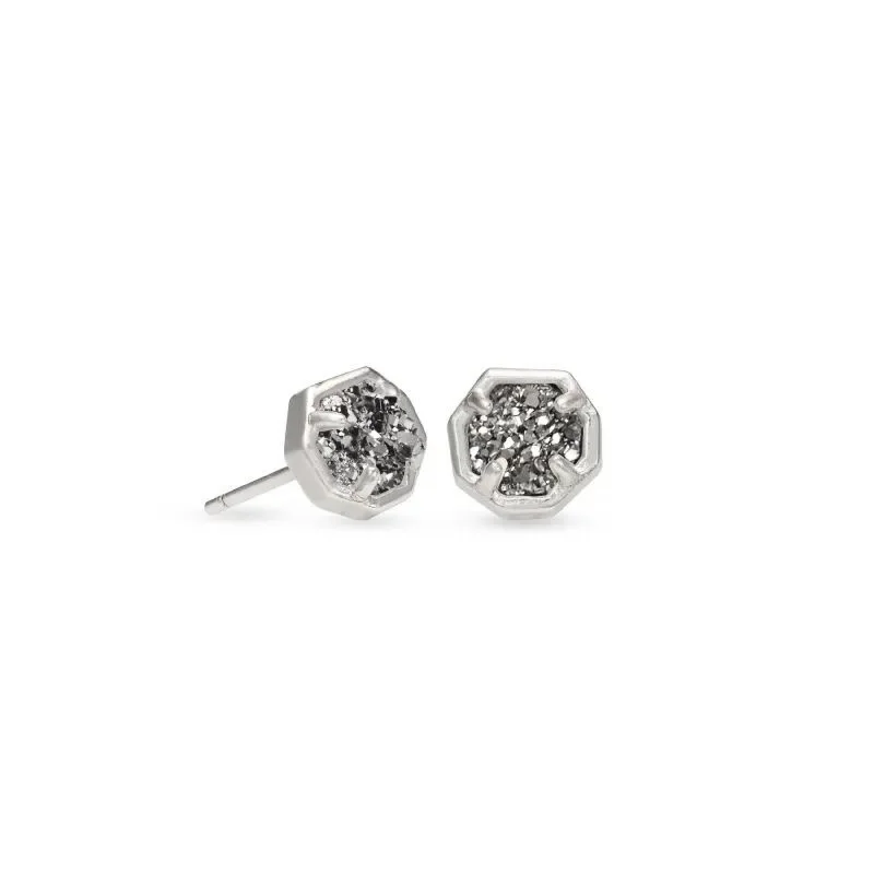 Lunar glow earrings-Kendra Scott | Nola Silver Stud Earrings in Platinum Drusy