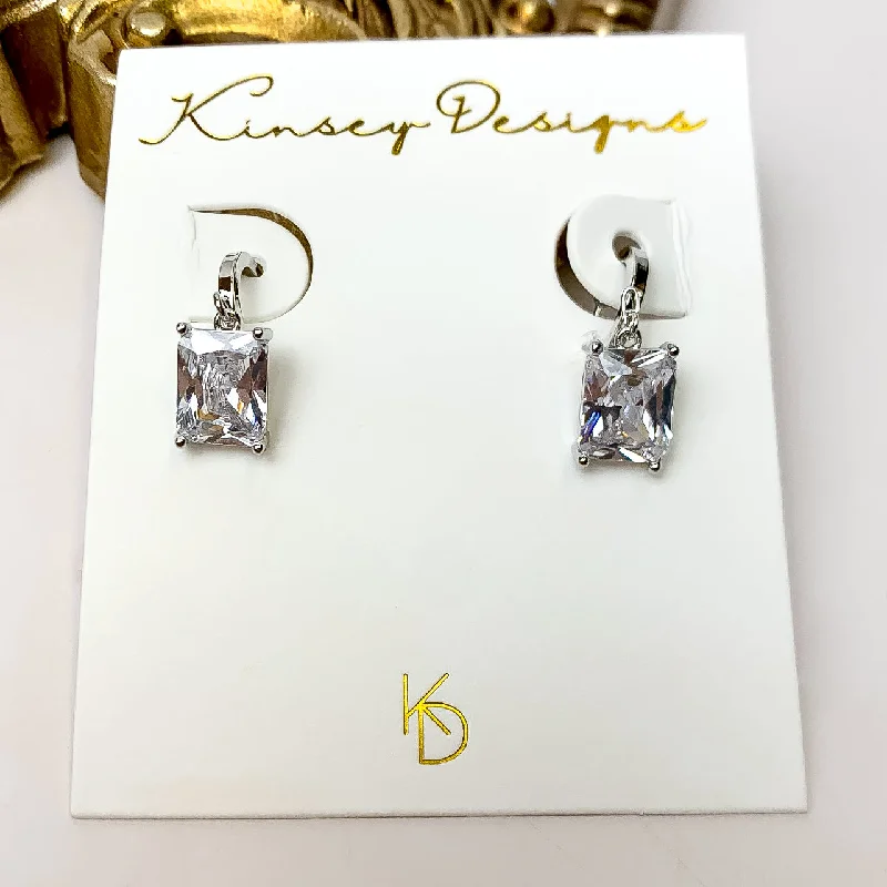 Light clay earrings-Kinsey Designs | Prism Huggie Silver Earrings with CZ Crystals