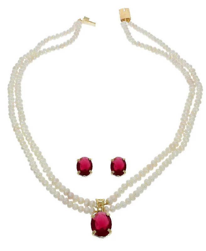 Bright crystal necklaces-Elegant Pearl Necklace Set