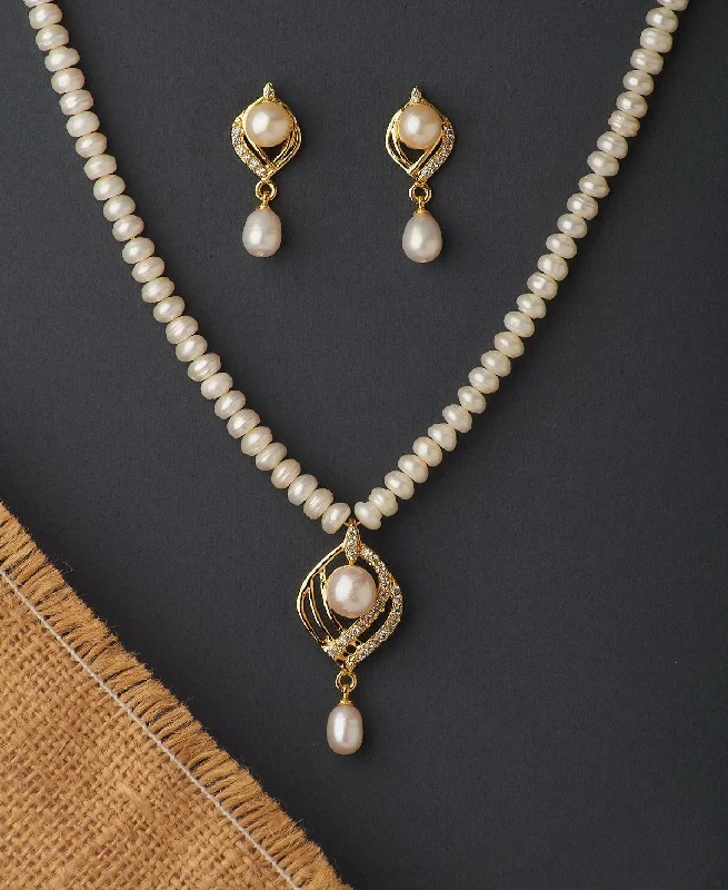 Owl charm necklaces-Elegant Real Pearl Necklace Set