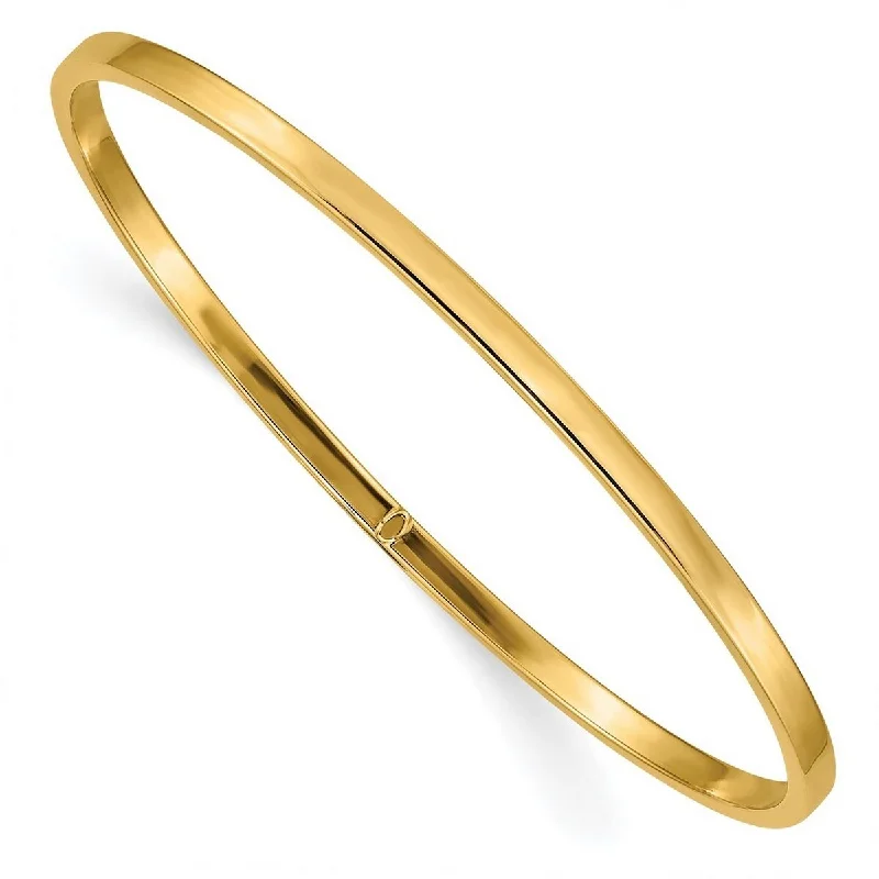 Twilight gothic bangles-Curata 14k Yellow Gold Slip on Hollow tube 3mm Polished Square Tube Bangle Bracelet