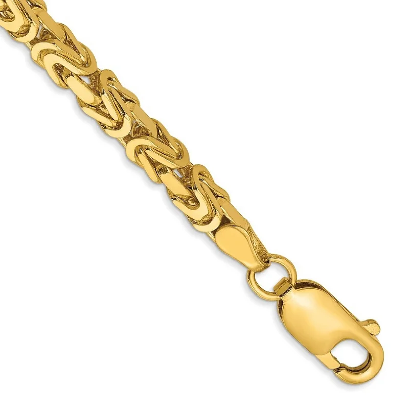 Sleek design bangles-Curata 14k Yellow Gold Solid Polished 3.25mm Byzantine Chain Bracelet Lobster Claw