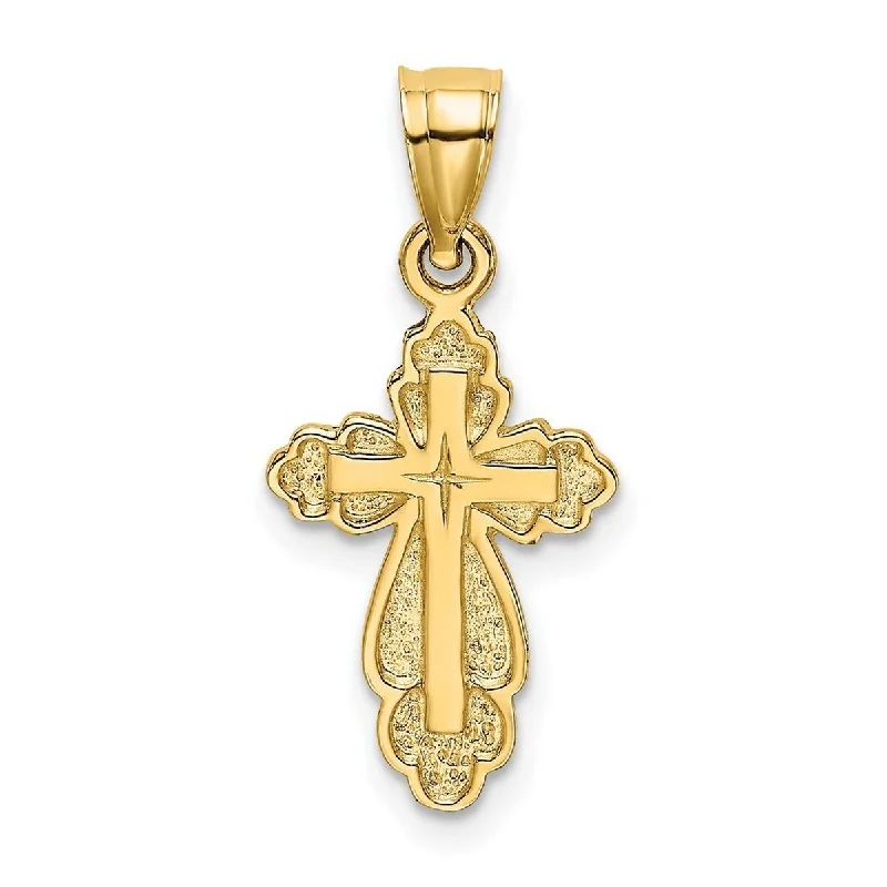 Oval shape necklaces-Curata 14k Yellow Gold Medium Textured Cutout Inside Cross Pendant Necklace 15x20mm