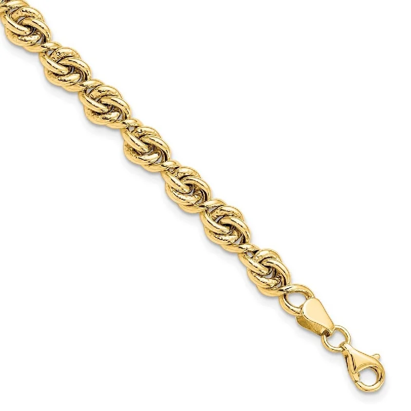 Whimsical bangles-Curata 10k Yellow Gold Polished Love-knot Fancy Link Bracelet 7.25 Inch