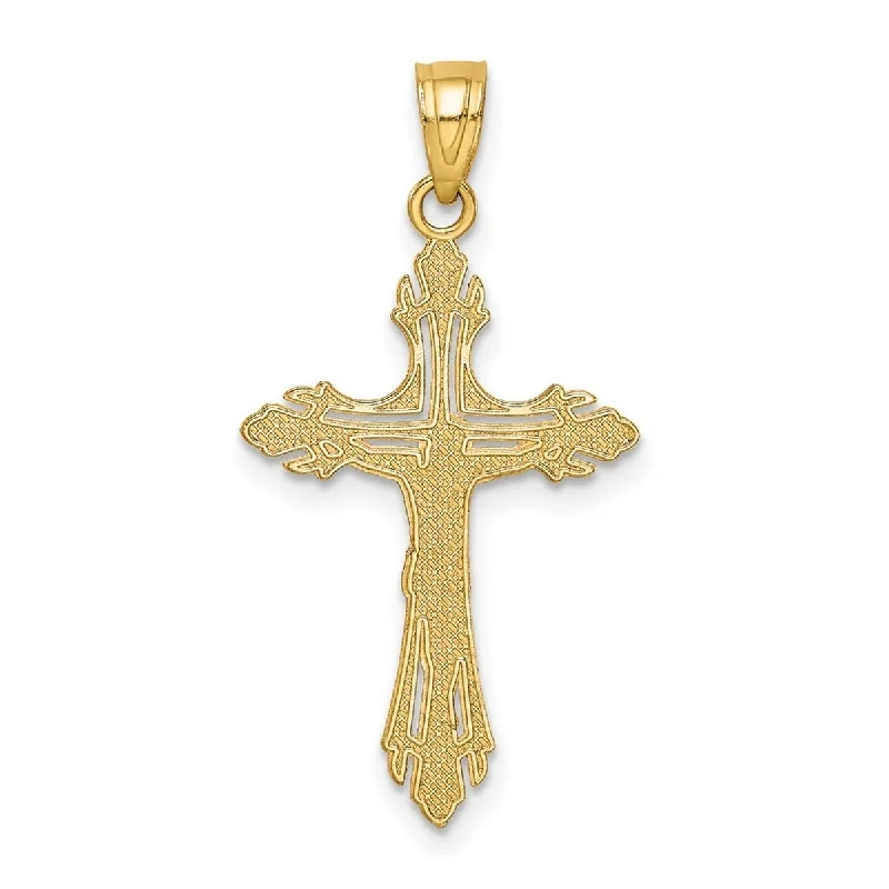 Vivid druzy necklaces-Curata 14k Yellow Gold Solid Polished 18" Sparkle-Cut Crucifix Pendant Necklace - 22x15mm