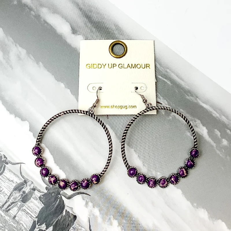 Surf theme earrings-Forever Twisted Hoop Earrings with Stones in Purple