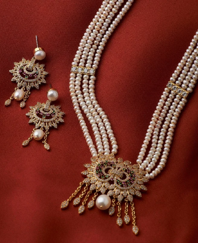 Layered link necklaces-Exquisite Real Pearl Necklace Set