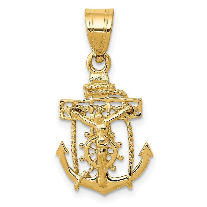 Silk fringe necklaces-Curata 14k Yellow Gold 18" Solid Polished Mariners Cross Pendant Necklace - 16x13mm