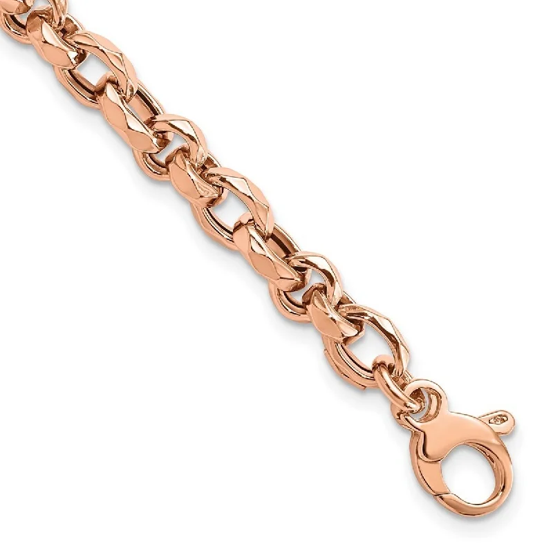 Smooth form bangles-Curata 14k Rose Gold Polished Fancy Link Bracelet 7.5 Inch