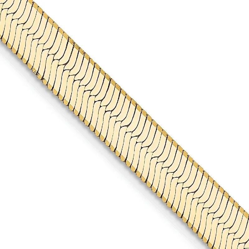 Baroque pearl bangles-Curata 14k Yellow Gold Solid Polished 5.5mm Silky Herringbone Chain Bracelet