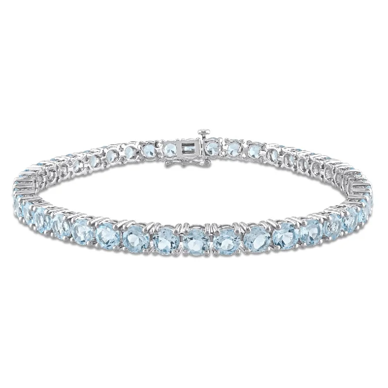 Surf bead bangles-Miadora 18 1/2ct TGW Sky Blue Topaz Tennis Bracelet Sterling Silver