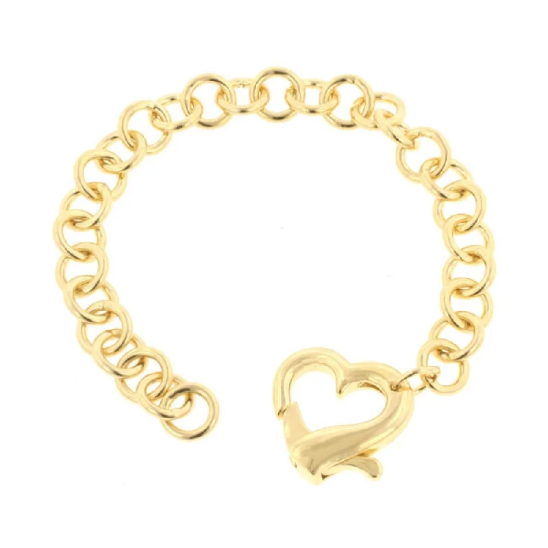 Crystal-twisted bangles-Stunning Gold-Tone Heart Charm Bracelet - Stylish Women's Bracelet - 7 Inch