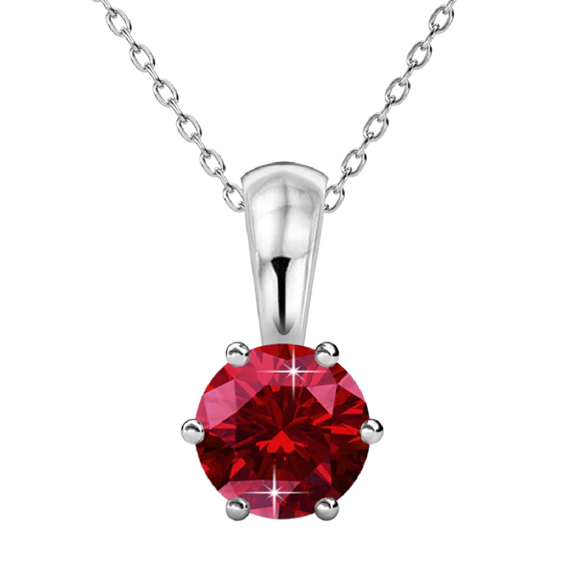 Pure stone necklaces-Birthstone Necklace 18k White Gold Plated Solitaire Necklace with 1CT Swarovski Crystal