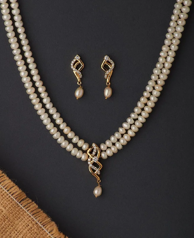 Morganite necklaces-Elegant Real Pearl Necklace Set