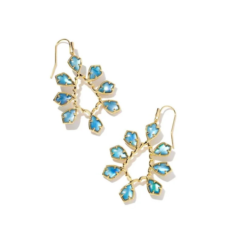 Twine bead earrings-Kendra Scott | Camry Gold Open Frame Earrings in Dark Blue Mother-of-Pearl