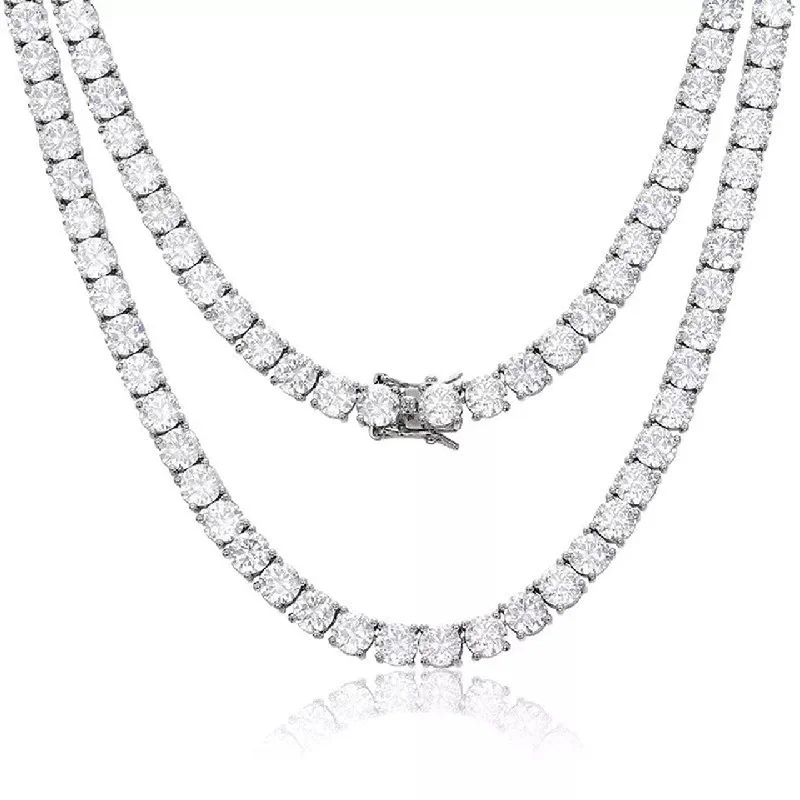 Crystal-twisted necklaces-Priscilla 18k White Gold Plated Silver Necklace with Simulated Diamond Crystals