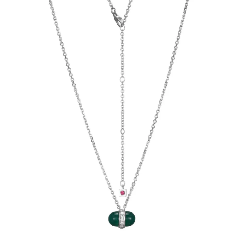 Vivid druzy necklaces-Elle Sterling Silver "Pivot" Green Agate Cabochon Necklace