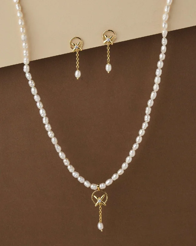 Round pendant necklaces-Elegant Pearl Necklace Set