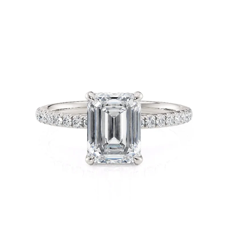 Open frame engagement rings-Crown R706-2 Emerald