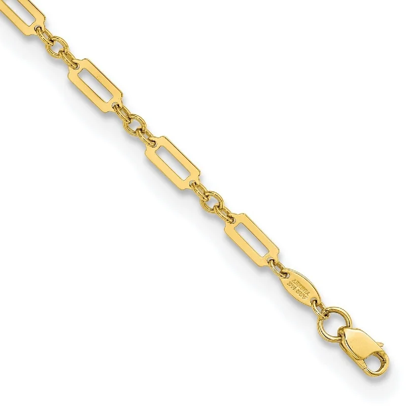 Tiny stack bangles-Curata 14k Gold Polished Fancy Rectangle Link Bracelet 7.5 Inch