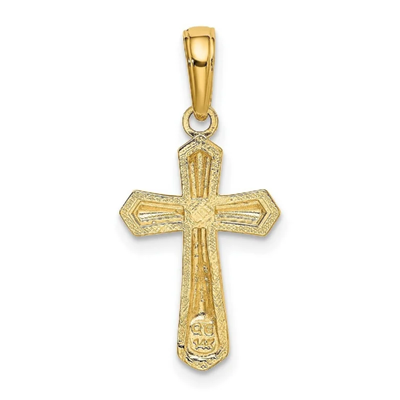 Stellar star necklaces-Curata 10k Yellow Gold 18" Beaded Trim Religious Flared Cross Necklace - 12mm x 26mm