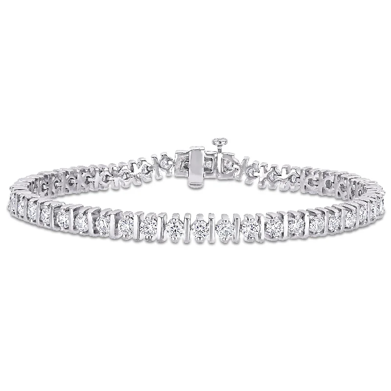 Clear quartz bangles-Miadora Sterling Silver 4 3/5ct TGW Created White Moissanite Tennis Bracelet