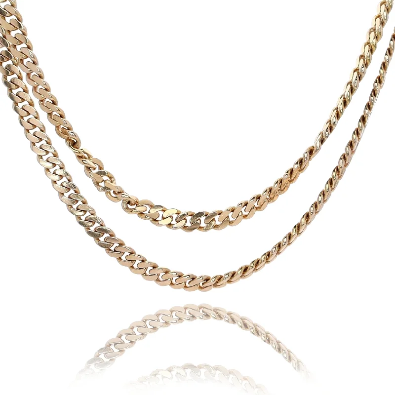 Zodiac charm necklaces-Estate 18 Karat Yellow Gold Flat Narrow Curb Chain Necklace