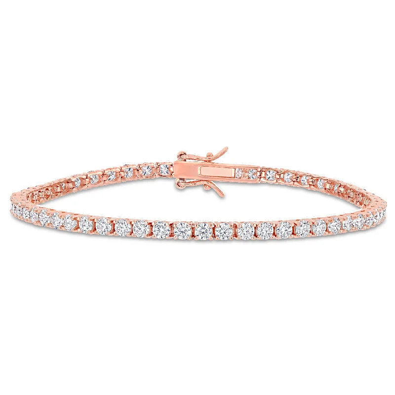 Java tile bangles-Miadora 5 5/8ct TGW Created Moissanite Tennis Bracelet in Rose Plated Sterling Silver