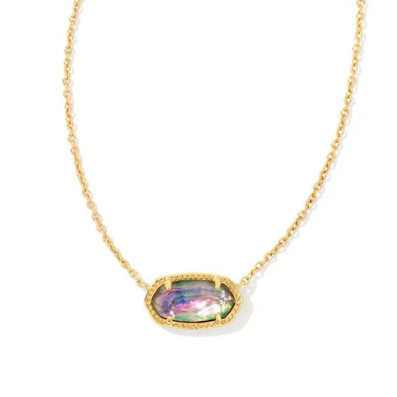 Smooth drop earrings-Kendra Scott | Elisa Gold Pendant Necklace in Lilac Abalone