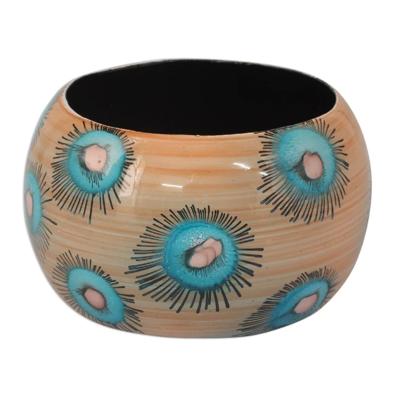 Vivid diamond bangles-NOVICA Handmade Poplar Wood 'Blue Anemone' Bangle Bracelet (India) - 7'6" x 9'6"