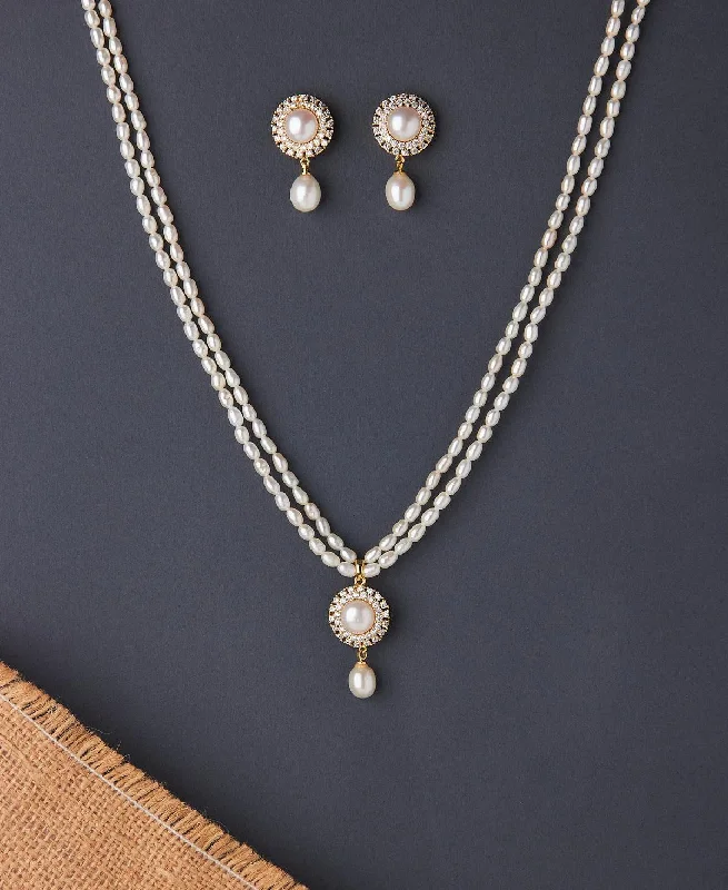 Topaz drop necklaces-Elegant Real Pearl Necklace Set