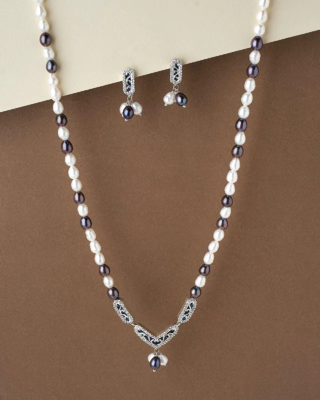 Braided link necklaces-Elegant Real Pearl Necklace Set