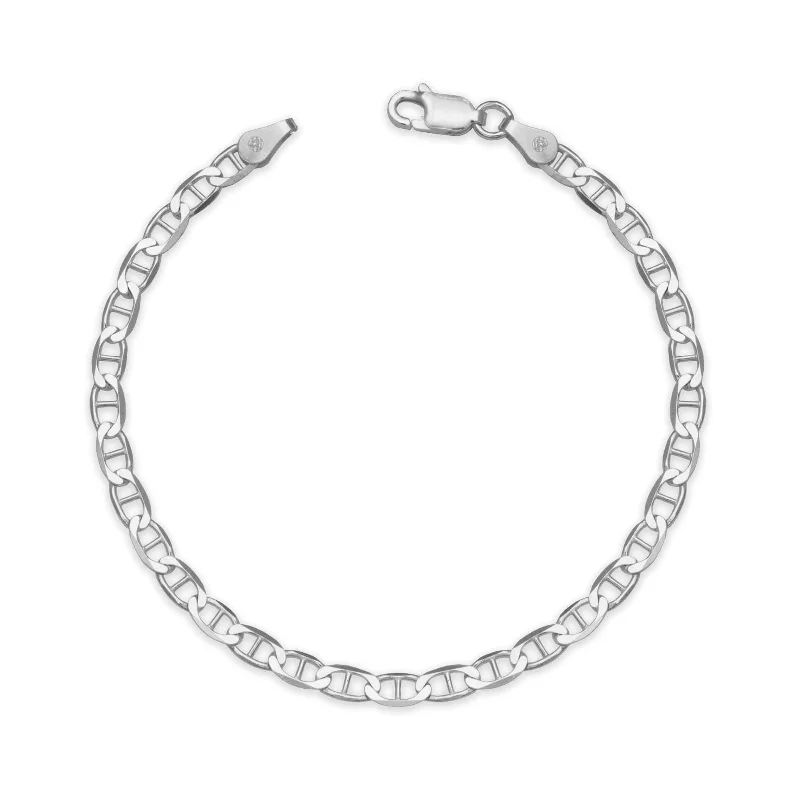 Twilight gothic bangles-Curata 925 Sterling Silver Italian Women's 3mm Mariner Chain Bracelet (Choice of 7" or 8") - White