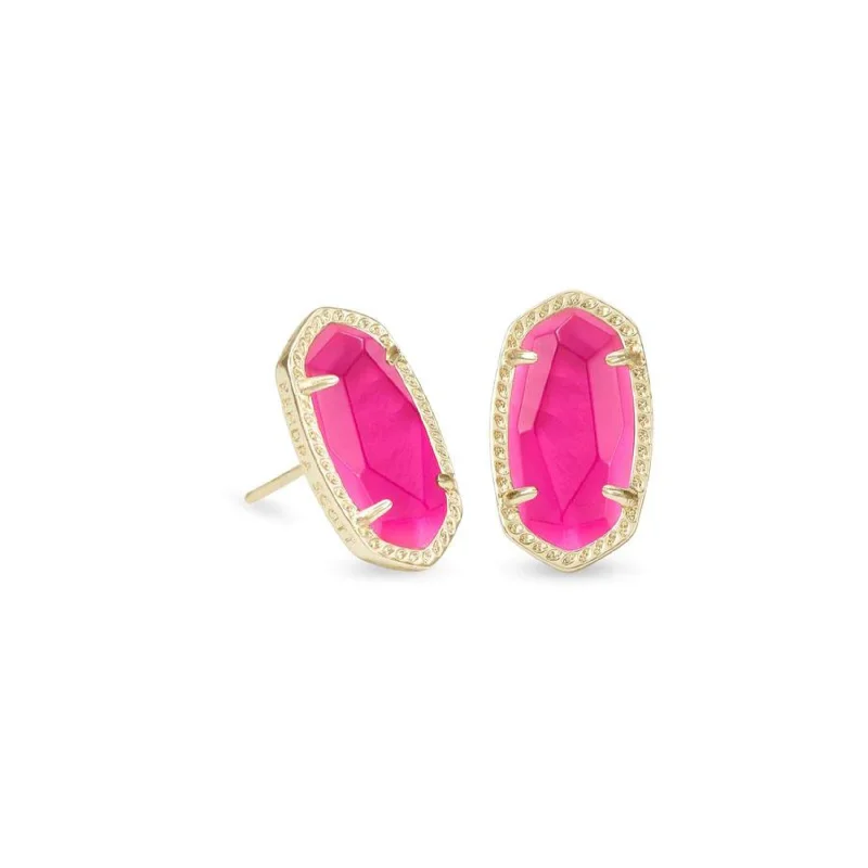 Alloy metal earrings-Kendra Scott | Ellie Gold Stud Earrings in Azalea Illusion