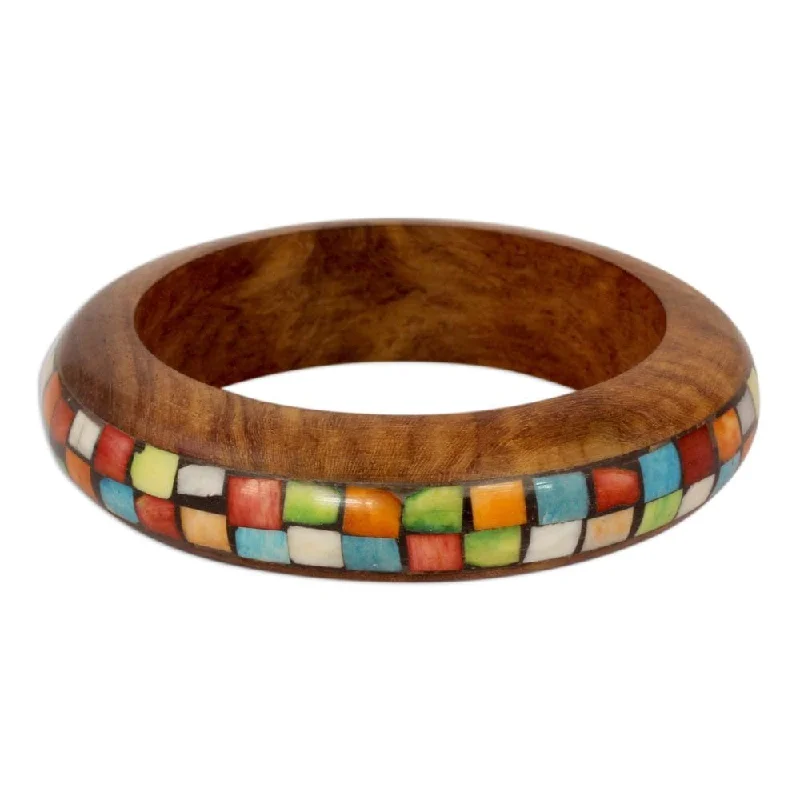 Pure star bangles-Handmade Wood Mumbai Mosaic Bangle Bracelet (India)